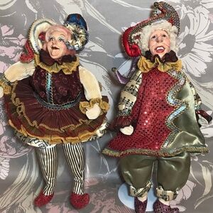 Wayne Kleski Vintage Decorative Mardi Gras Jester Dolls Retired
